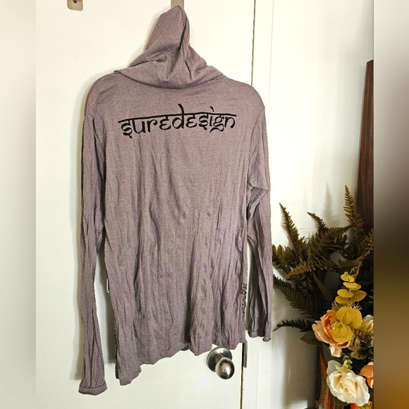 Skeleton sunflower yoga meditation Sure Design hooded grey long sleeve - Picture 10 of 11